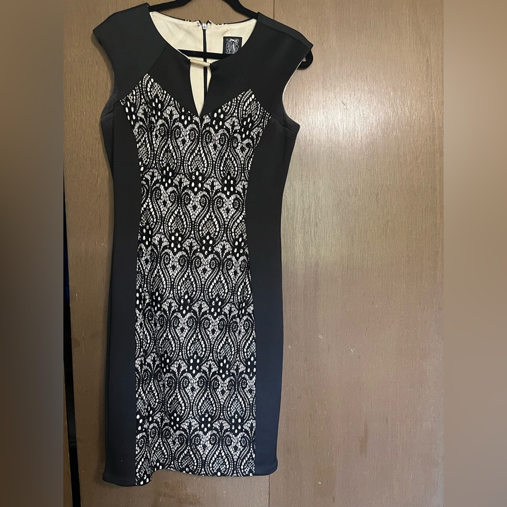 Jax Black and White Patterned Cocktail Dress